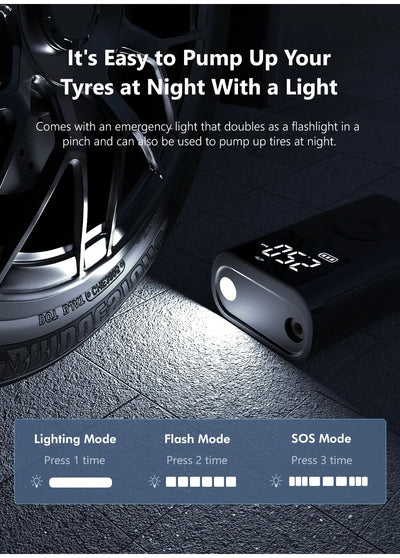 Compact High-Pressure Mini Air Compressor with Wireless Charging